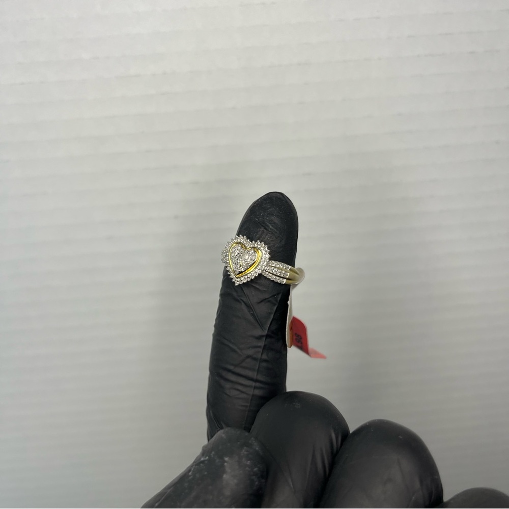 10K Yellow Gold Womens Round Diamond Heart Ring 1/3 Cttw - Picture 11 of 12
